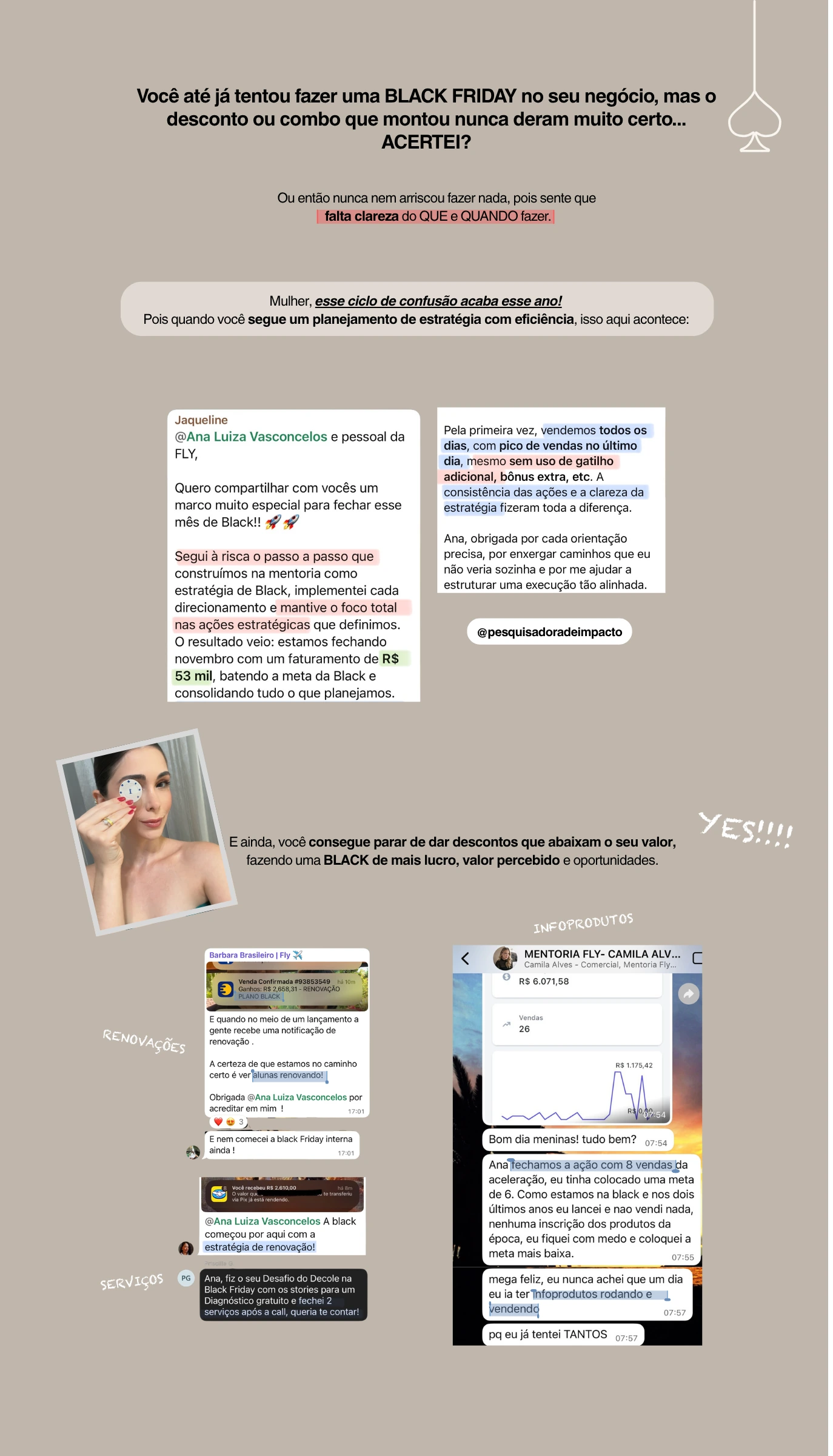 Depoimentos de alunas que faturaram seguindo o planejamento de Black Friday.
